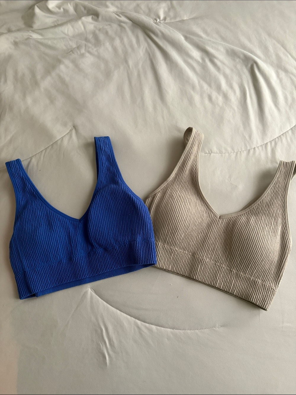 aerie Superchill Ribbed Lounge Bralette - Blue & Beige Bundle
